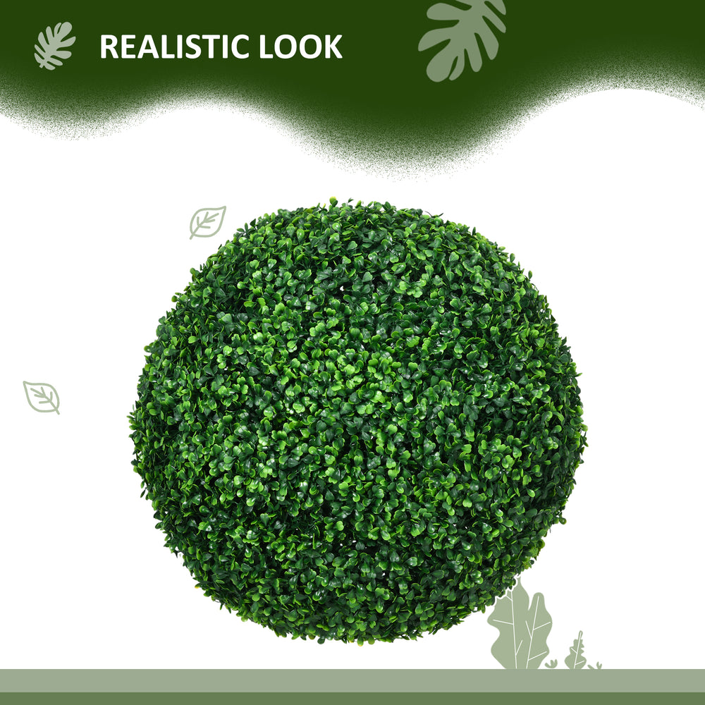 HOMCOM Set of 2 19.75 Inch Artificial Ball Boxwood Topiary Trees Balls, Indoor Outdoor Fake Plants for Home, Office & Living Room Decor Media 4