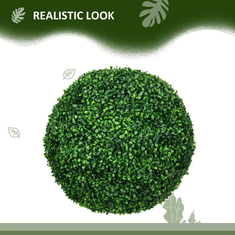 Set of 2 19.75 Inch Artificial Ball Boxwood Topiary Trees Balls, Indoor Outdoor Fake Plants for Home, Office & Living Room Decor