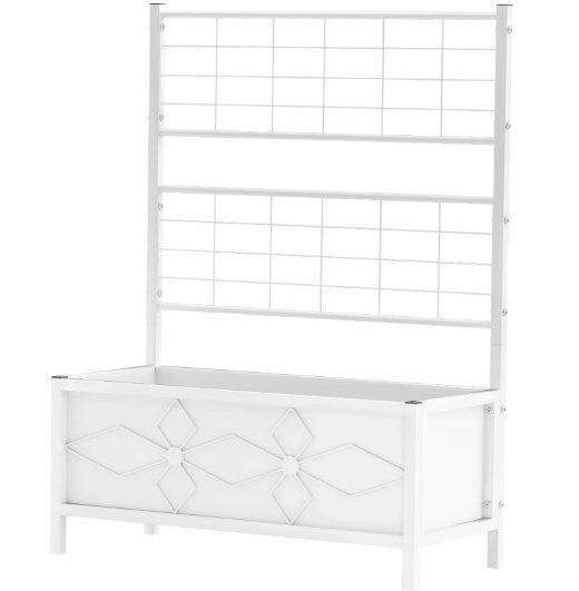 Garden Bed with Trellis,Outdoor Planter Box Galvanized Raised Garden Bed,for Climbing Vines Media 2