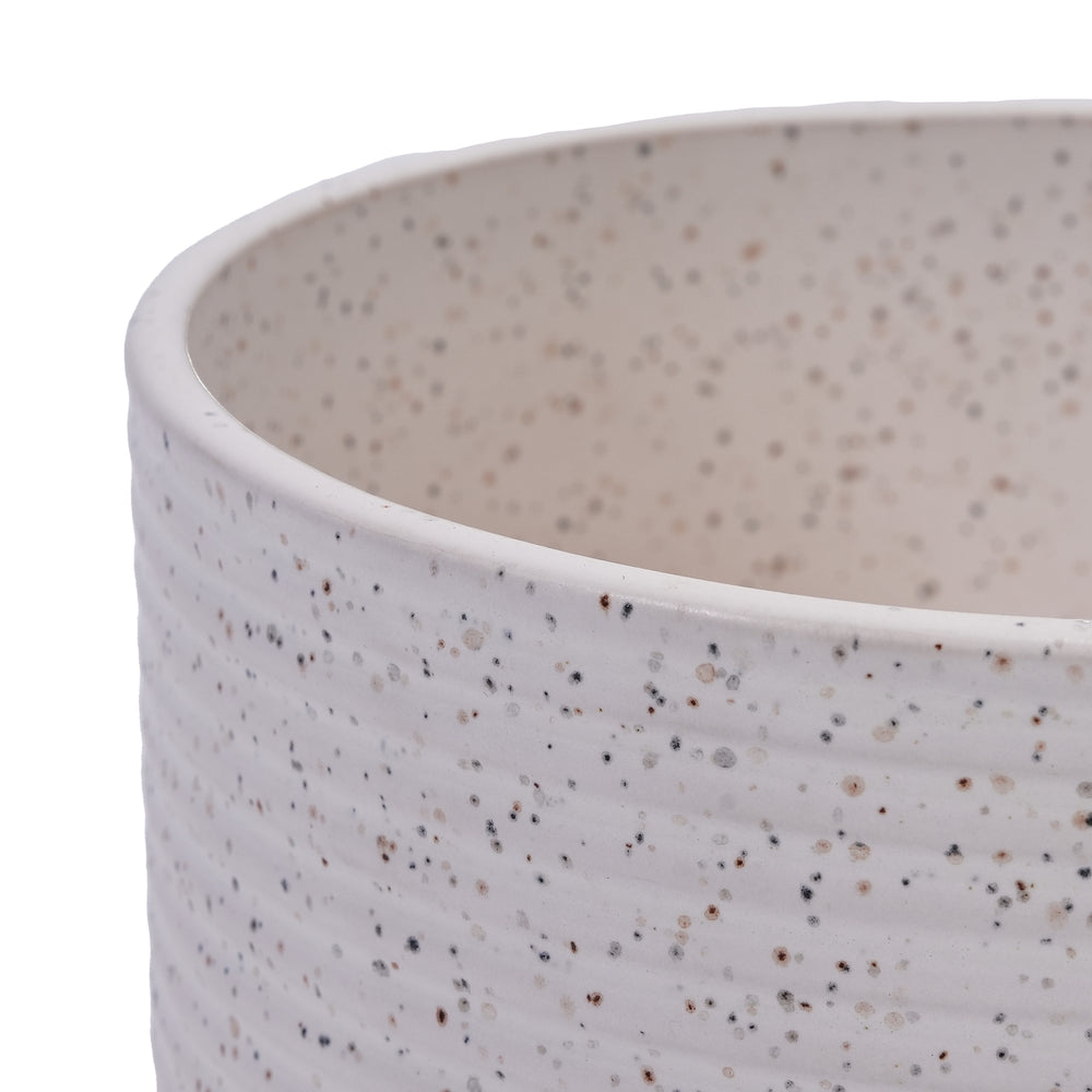 2 Pieces Ceramic Flowerpot, Modern Planter for Patio, Garden or Windowsills - Milk White Media 12