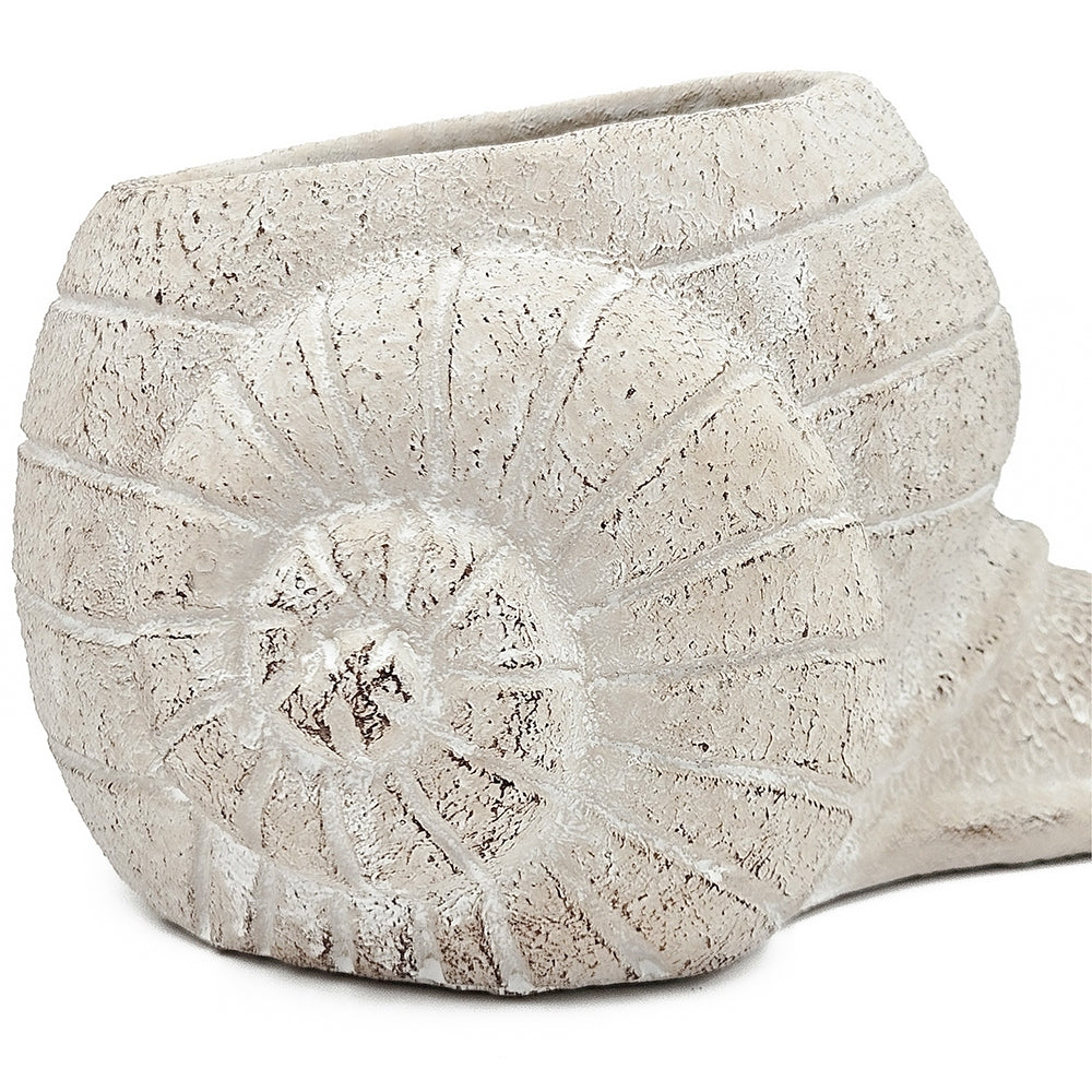 8.3x7x4.7' Decorative Sand and Cement Snail Planter with Textured Beige Finish Media 7