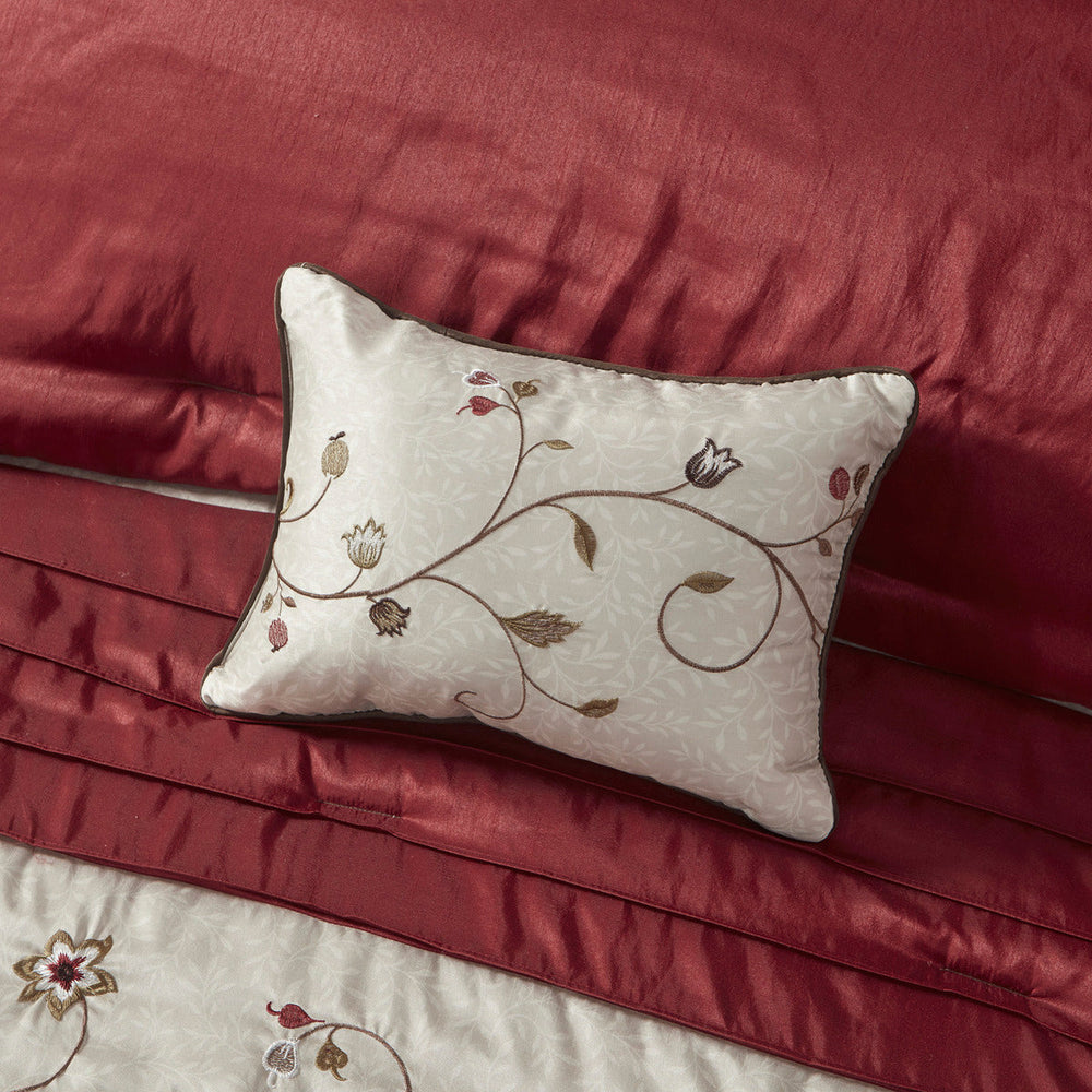 Embroidered 7 Piece Comforter Set Red Queen Media 4