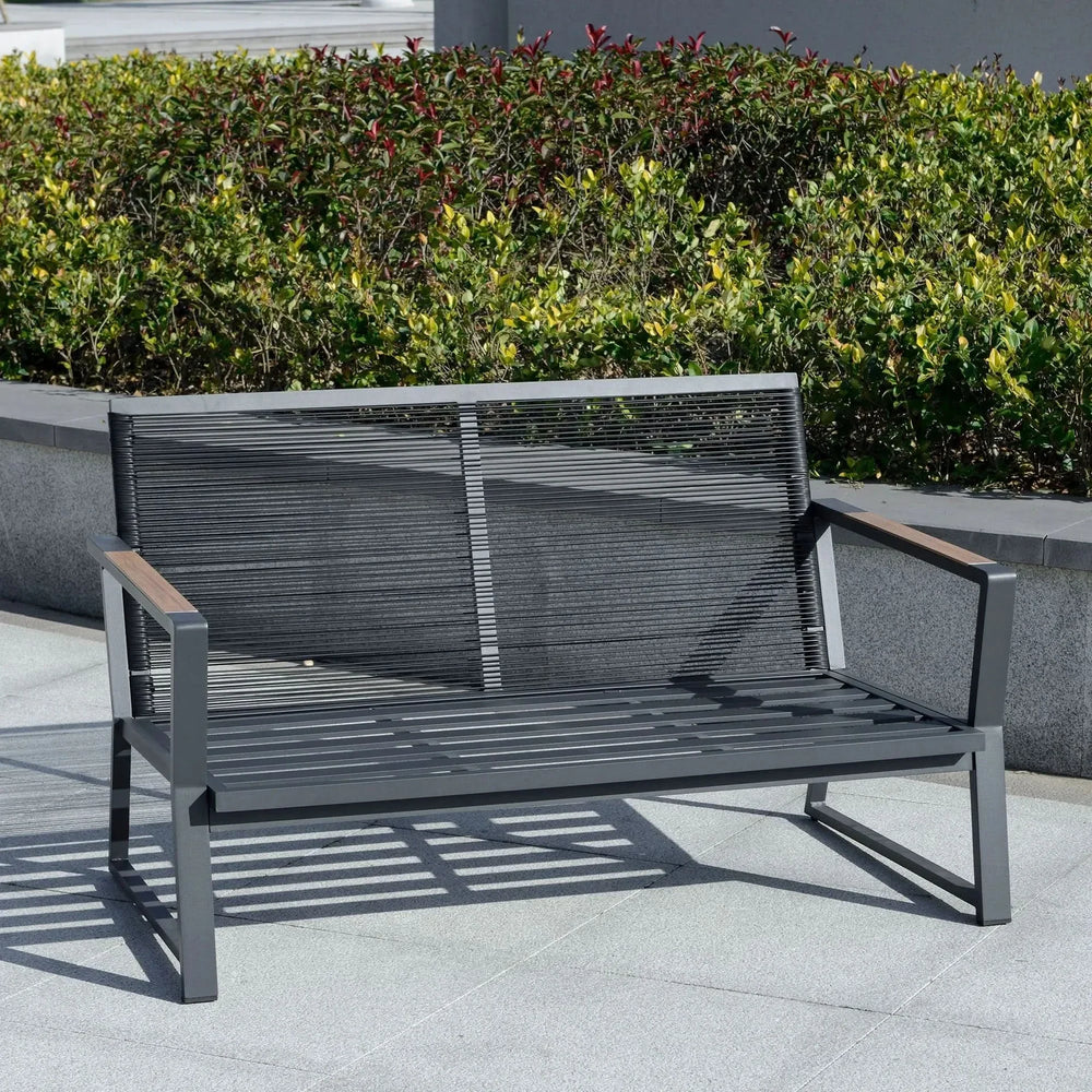 4 Piece Patio Furniture Set, Aluminum Conversation Set, Outdoor Garden Sofa Set with Armchairs, Loveseat, Center Coffee Table and Cushions, Dark Grey - DTY Store