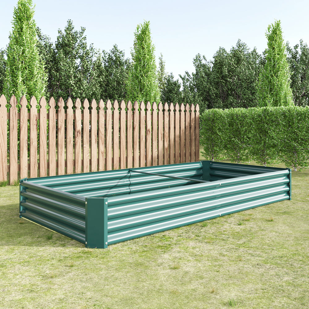 2PCS Green 8×4×1ft Metal Raised Rectangle Garden Planter Beds Media 5