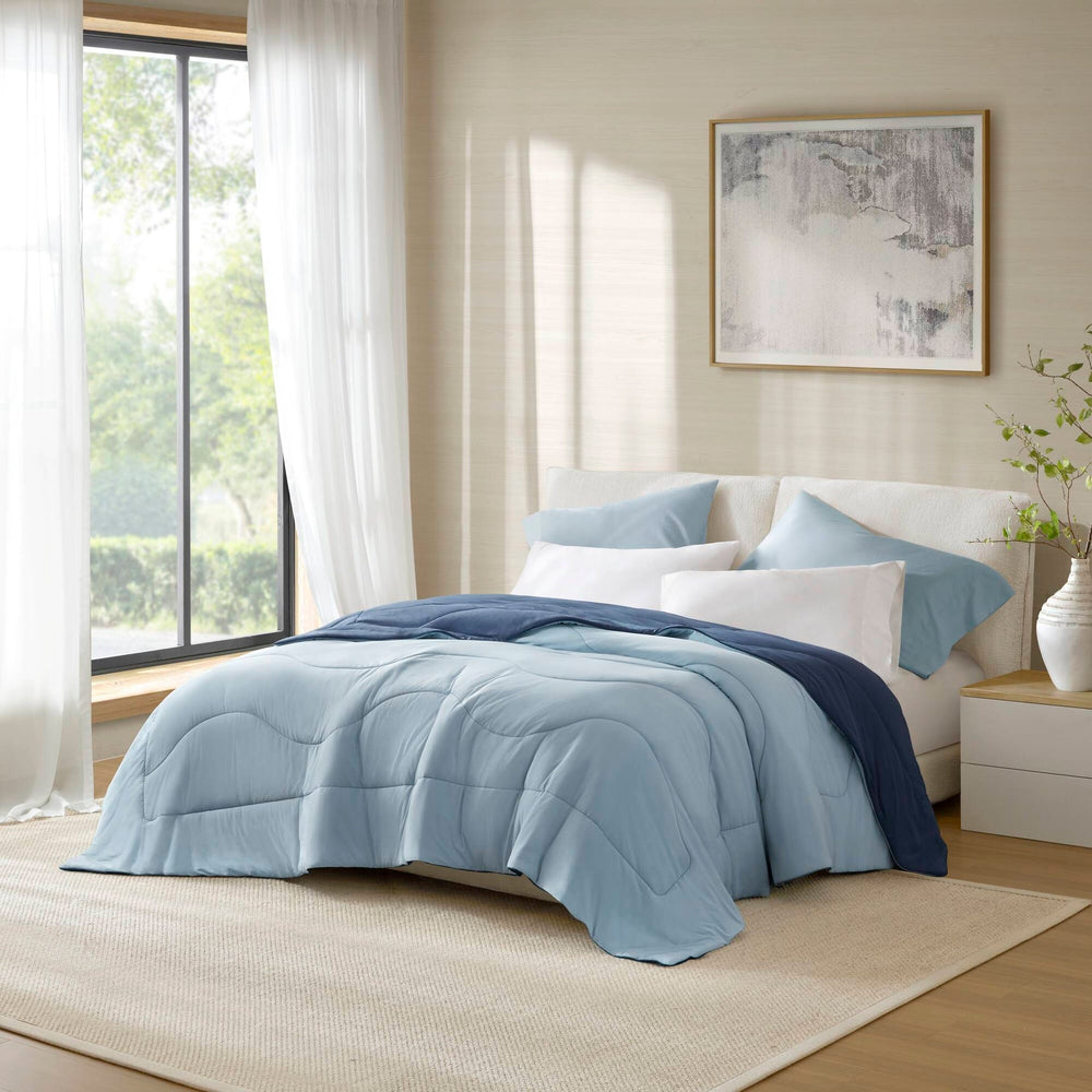 1-Piece Full/Queen Reversible Tencel Comforter Blanket,Blue Media 7
