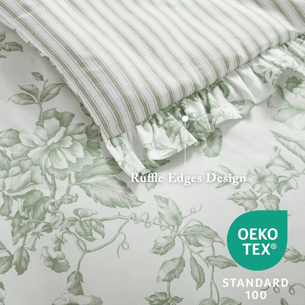 5 Pieces Full/Queen Comforter Set with Decorative Pillows,Green Media 2