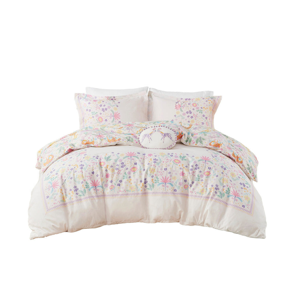 Full/Queen Floral Reversible Cotton Duvet Cover Set with Throw Pillow Media 13