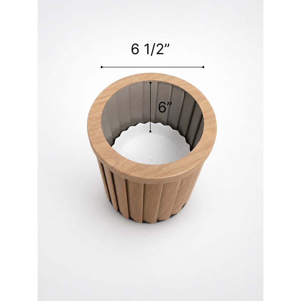 Round Strata Column Planter SM - Medium Brown Media 6