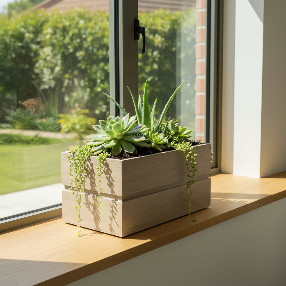 Rectanglar Terrace Planter Short - Ash Brown Media 2