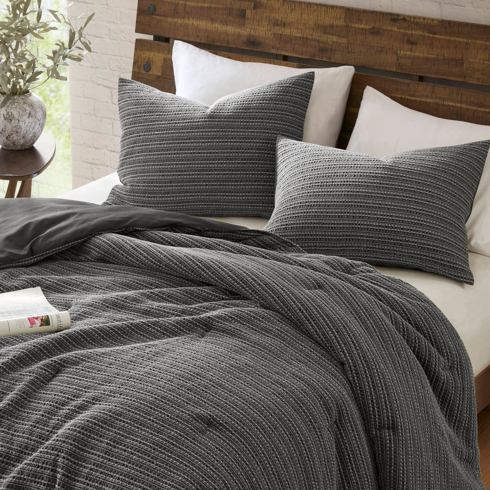 3PCS King/Cal King Waffle Washed Comforter Set Media 18
