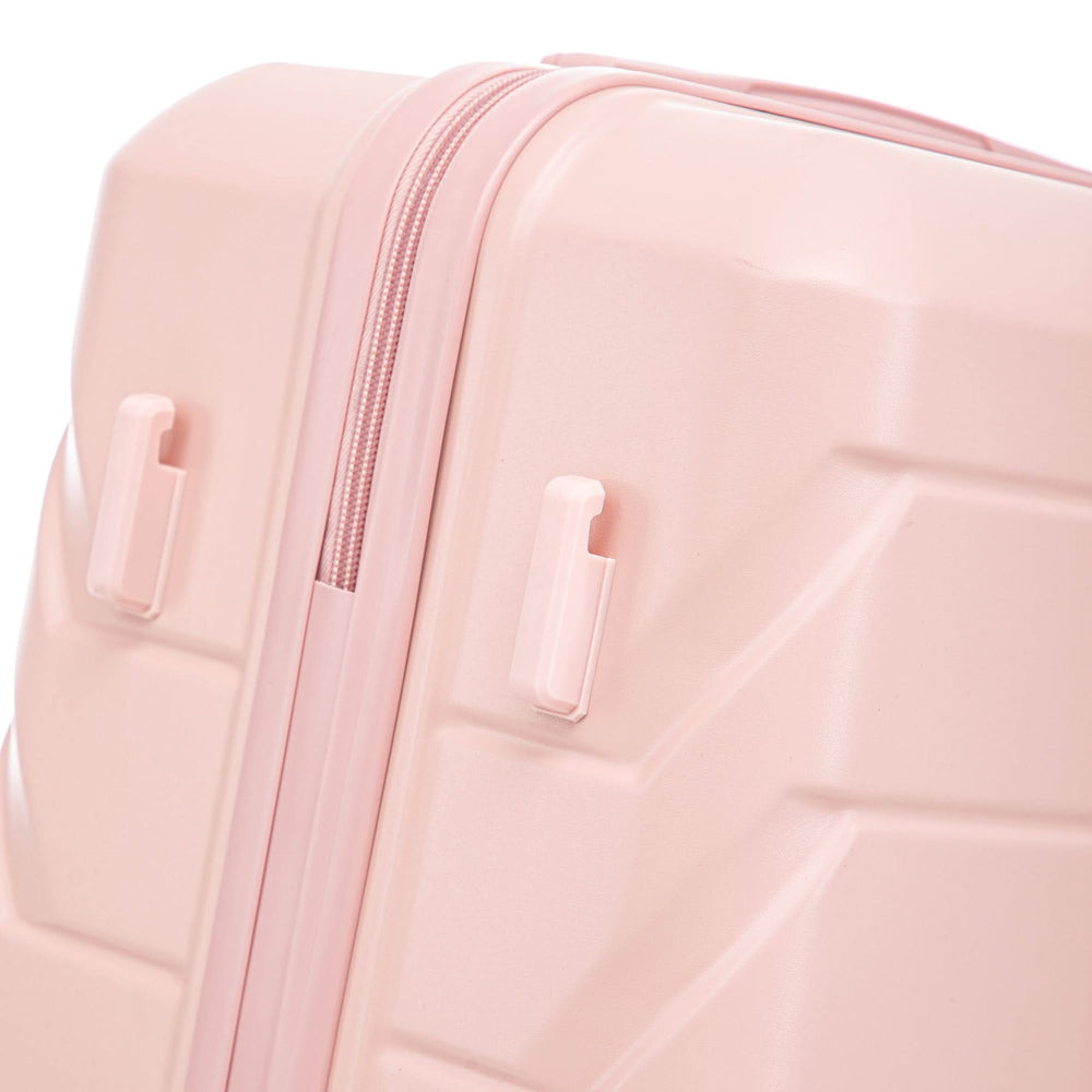 ABS Spinner Luggage 3 Piece Set Pink Matching Color & Combination Lock For Travel Use Media 14