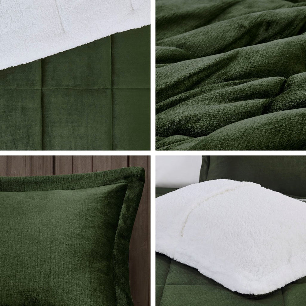 Full/Queen Plush to Sherpa Down Alternative Comforter Set Media 2