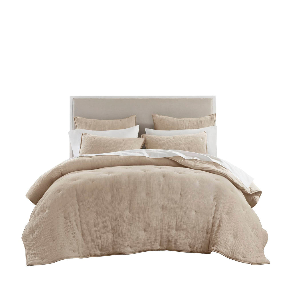 3-Piece King Cotton  Embroidered Quilt Set,Taupe Media 16