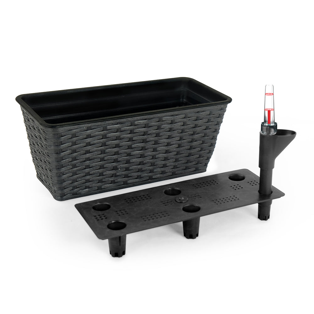 2-Pack Smart Self-watering Rectangle Planter for Indoor and Outdoor - Hand Woven Wicker - Espresso Media 5