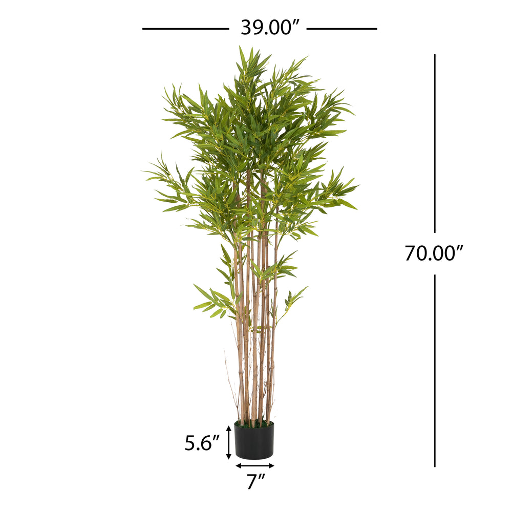 70' Artificial Bamboo with Black Plastic Pot Media 6