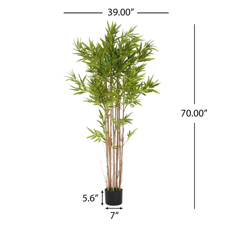 70' Artificial Bamboo with Black Plastic Pot
