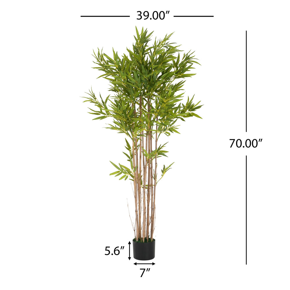 70' Artificial Bamboo with Black Plastic Pot Media 6