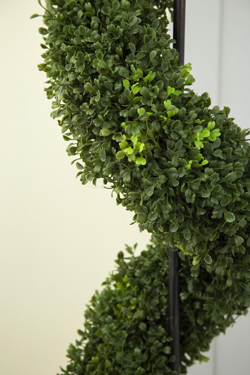 9.5x9.5x48' Tall Artificial Spiral Boxwood Topiary in Pot Media 2