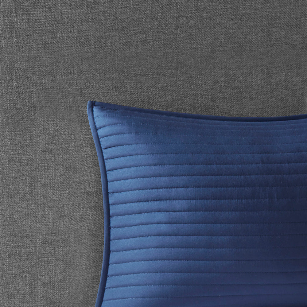8 Piece Printed Seersucker Comforter and Quilt Set Collection Blue King/Cal King Media 12