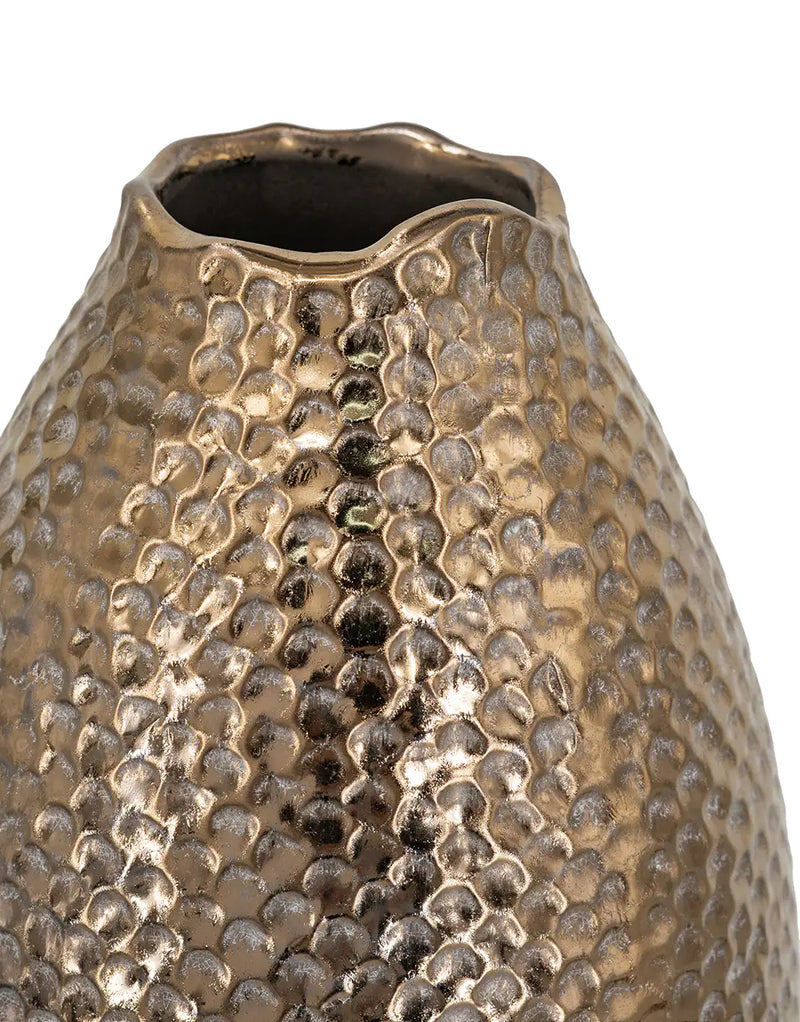 Decorative Ceramic Vase with Textured Bronze Finish