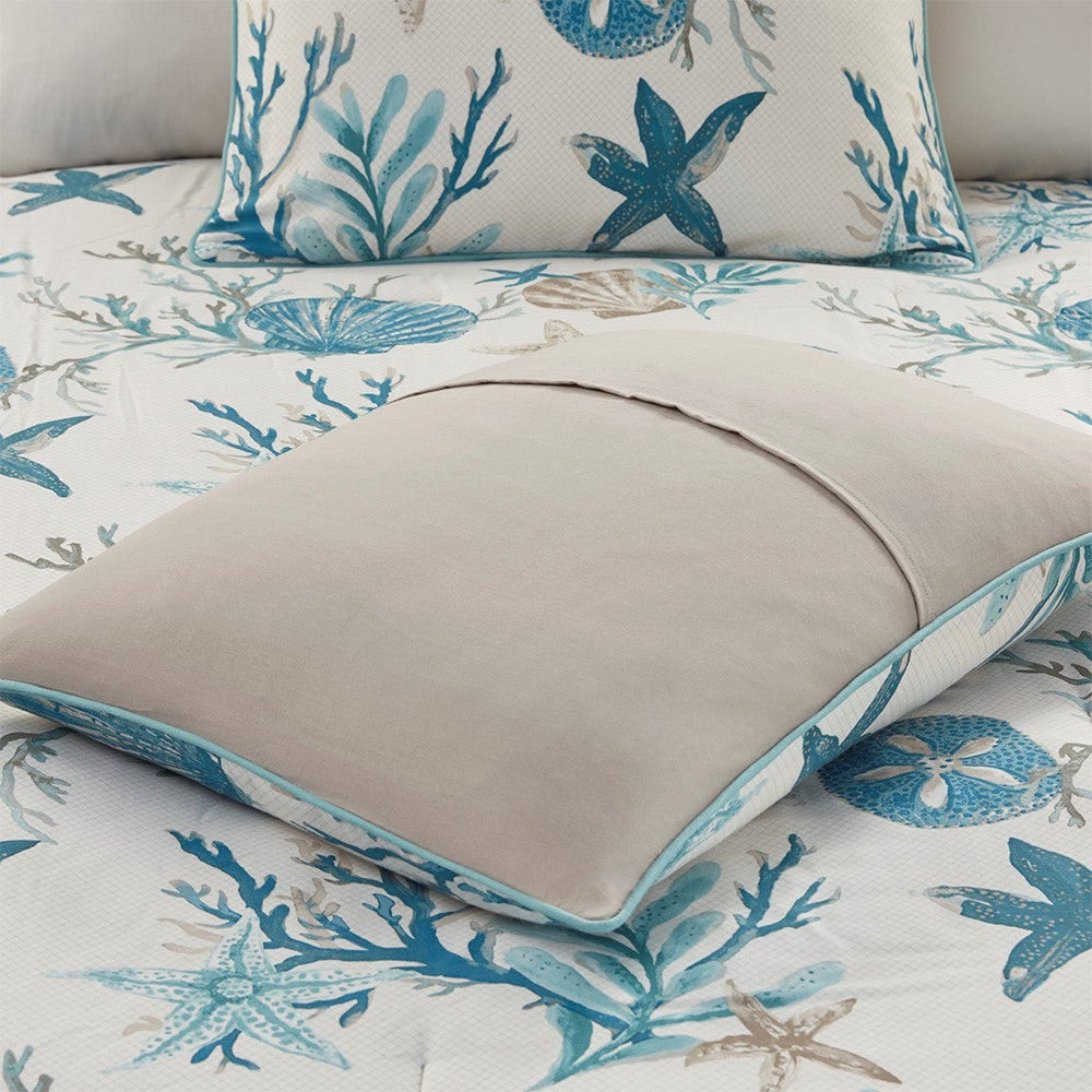 7 Piece Cotton Sateen Comforter Set Aqua King Media 9