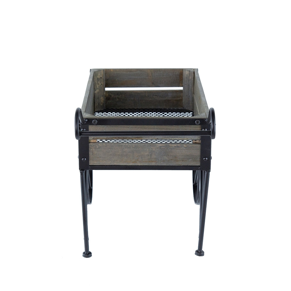 24.4x12.6x15.4' Rustic Black Trolley Cart Plant Stand, Planter Media 4