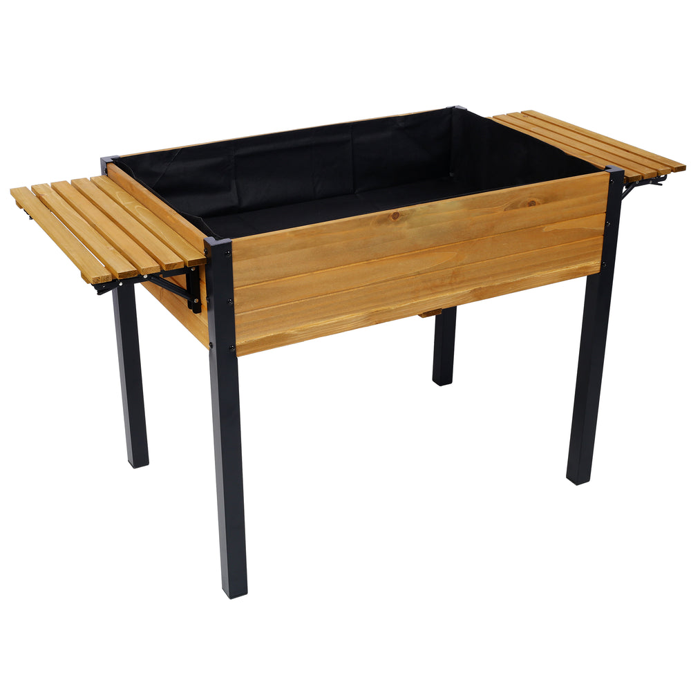 Raised Garden Bed, Metal Leg Wood Planter Boxes with Folding Storage Shelf,Elevated Planter Box for Growing Fresh Herbs, Vegetables, Flowers Great for Outdoor Patio, Deck, Balcony Media 9