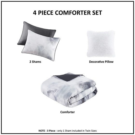 Twin/Twin XL Watercolor Tie Dye Printed Comforter Set with Throw Pillow Media 8
