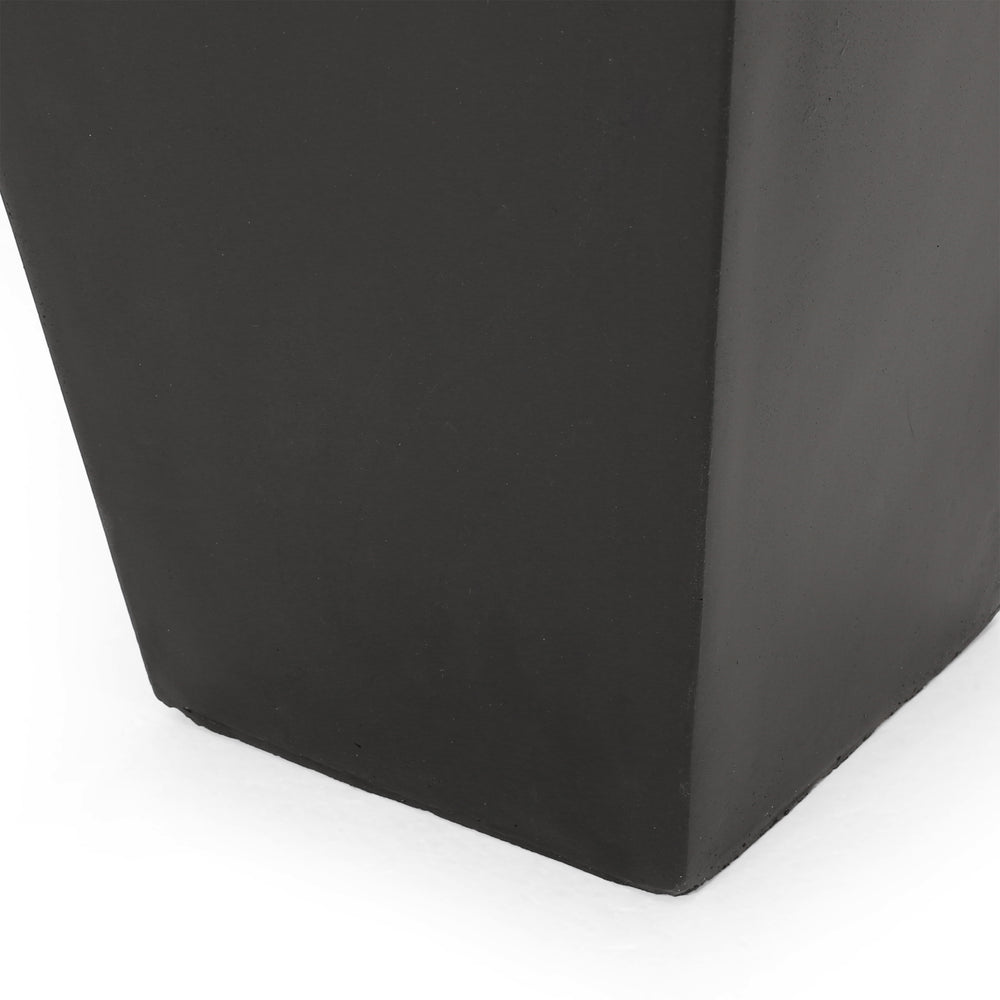 13' Outdoor Modern MGO Small Cast Stone Planter, Black Media 9
