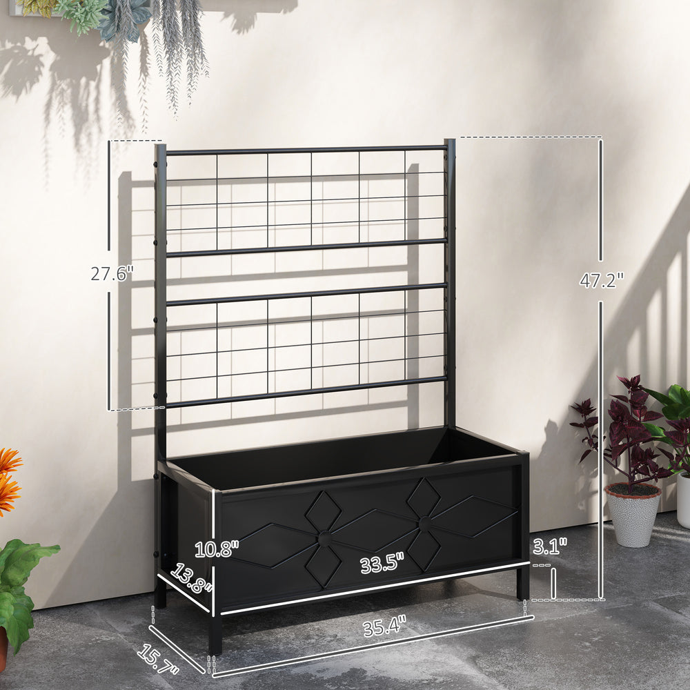 Garden Bed,Outdoor Planter Box Galvanized Raised Garden Bed,with Trellis for Climbing Vines Media 3