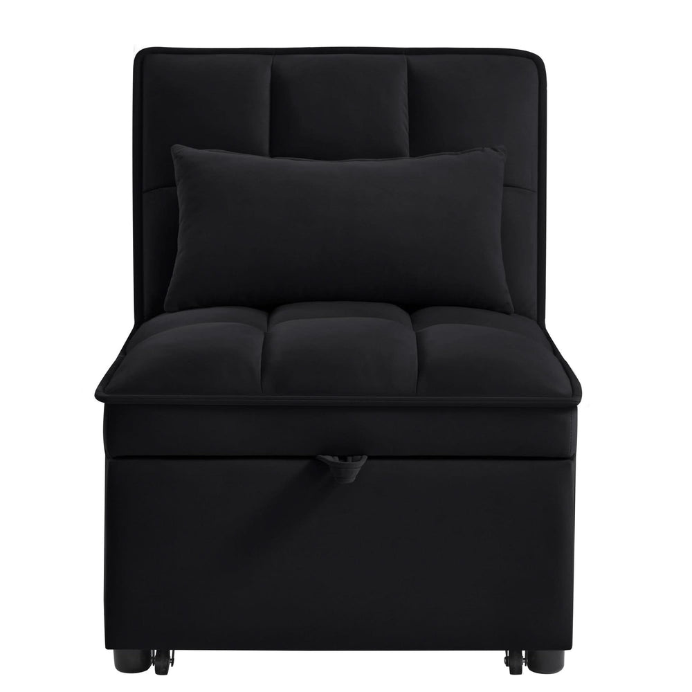 Velvet Sofa Bed Convertible Chaise Lounge Black Living Room American Design Media 5