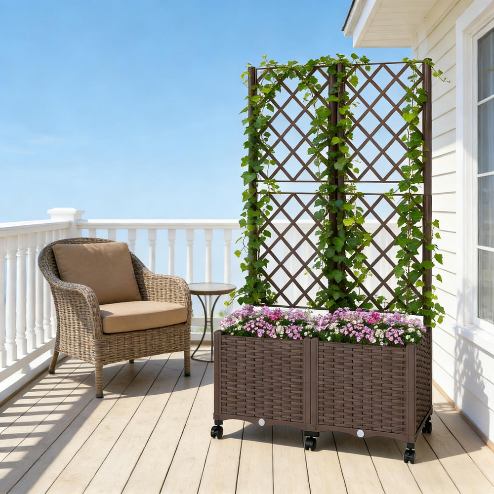 Outdoor Stylish Planter Box,Mobile Raised Garden Bed Media 2