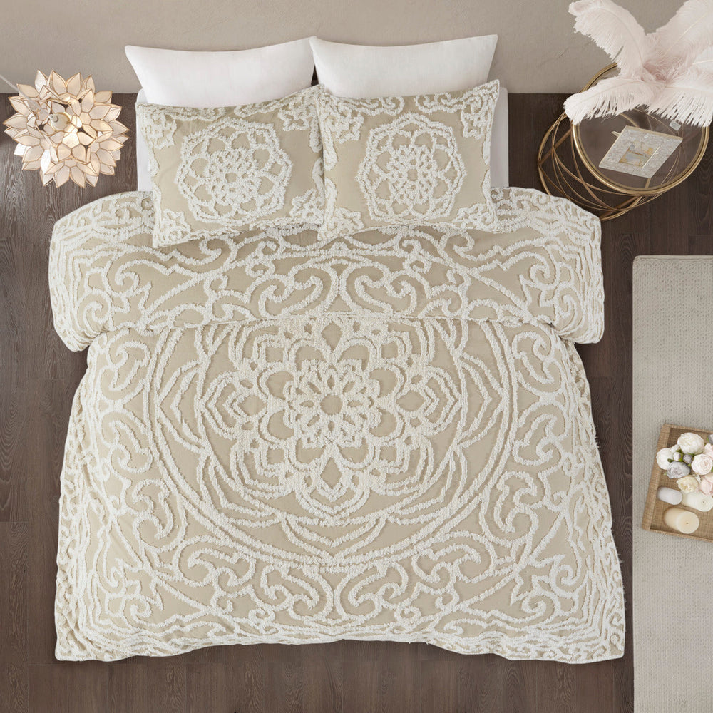 Full/Queen 3 piece Tufted Cotton duvet cover set Media 3