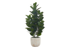 Artificial Plant, 31' Tall, Garcinia Tree, Indoor, Faux, Fake, Floor, Greenery, Potted, Real Touch, Decorative, Green Leaves, White Cement Pot perspective