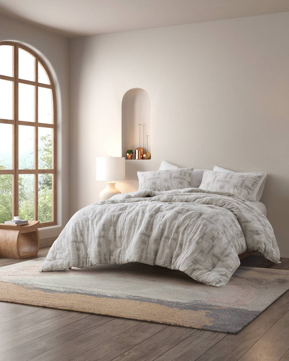 3 Piece Cotton Jacquard Comforter Set-Full/Queen Media 1