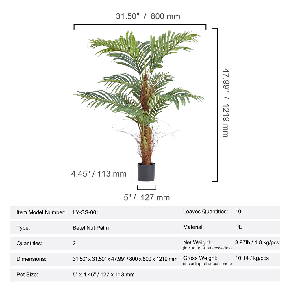 Artificial Palm Tree, 4 FT Tall Faux Plant, Secure PE Material & Anti-Tip Tilt Protection Low-Maintenance Plant, Lifelike Green Fake Tree for Home Office Warehouse Decor Indoor Outdoor Media 2