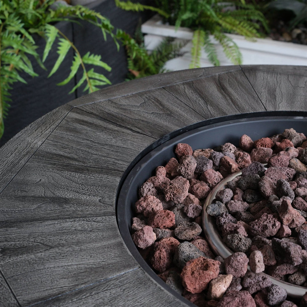 Outdoor Propane Fire Pit Concrete Stonecrest & Lava Rocks Cover Included Media 15