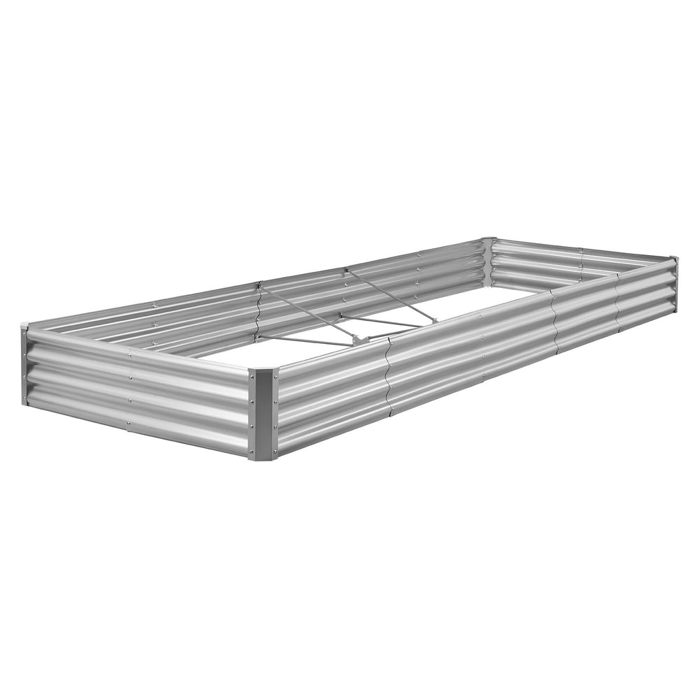 Metal Raised Garden Bed, 12 x 4 x 1 ft Outdoor Galvalume Planter Garden Box, Open Bottom Design, Large Planter Raised Bed for Growing Vegetables, Flowers, and Succulents, Galvanized Color Media 1