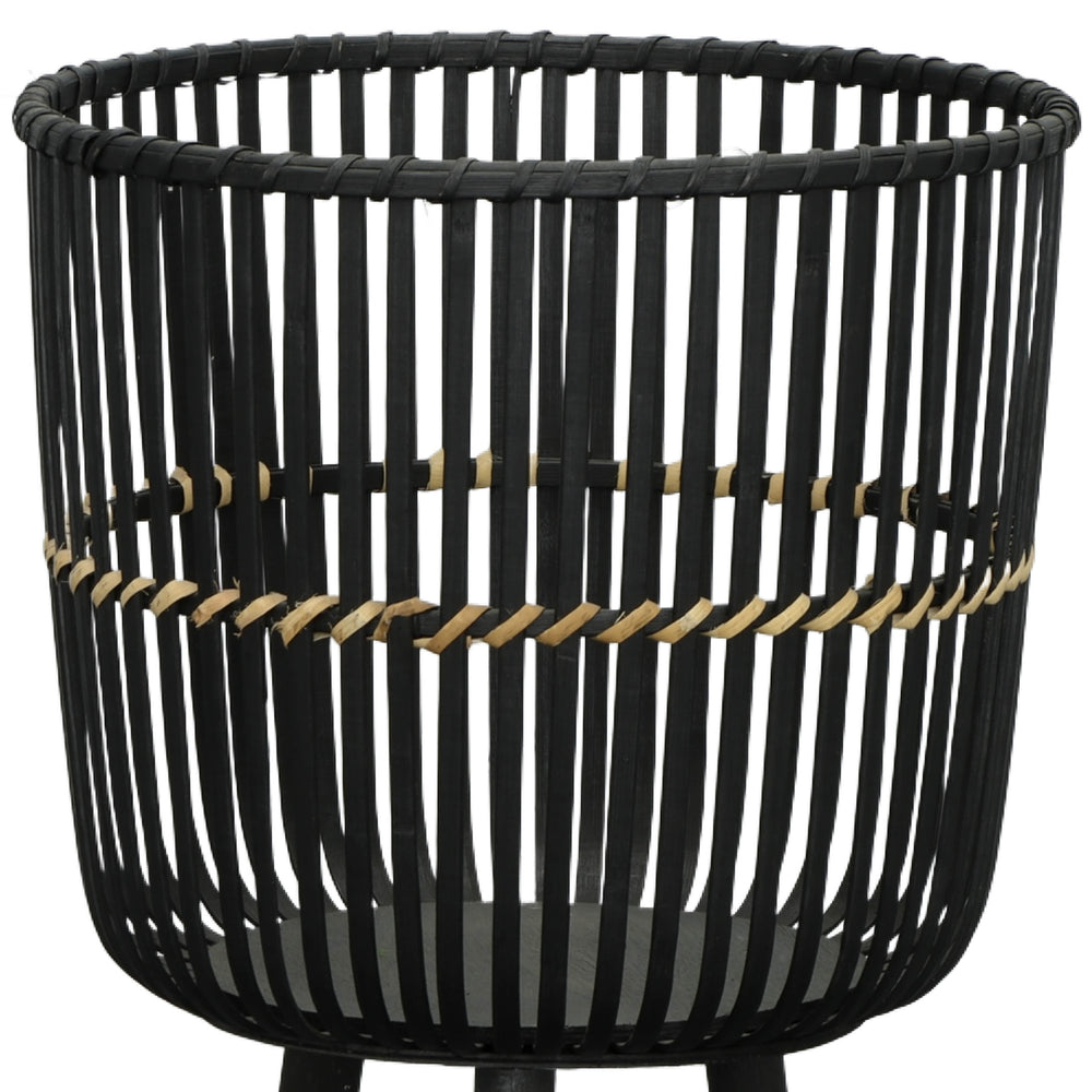 S/3 BAMBOO FOOTED PLANTERS 11/13/15', BLACK Media 8