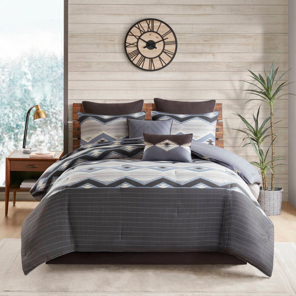 8-Piece Queen Comforter Set,Blue Media 21
