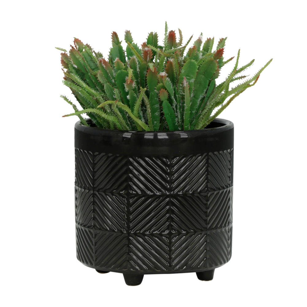 S/2 6/8' TEXTURED PLANTERS, SHINY BLACK Media 3