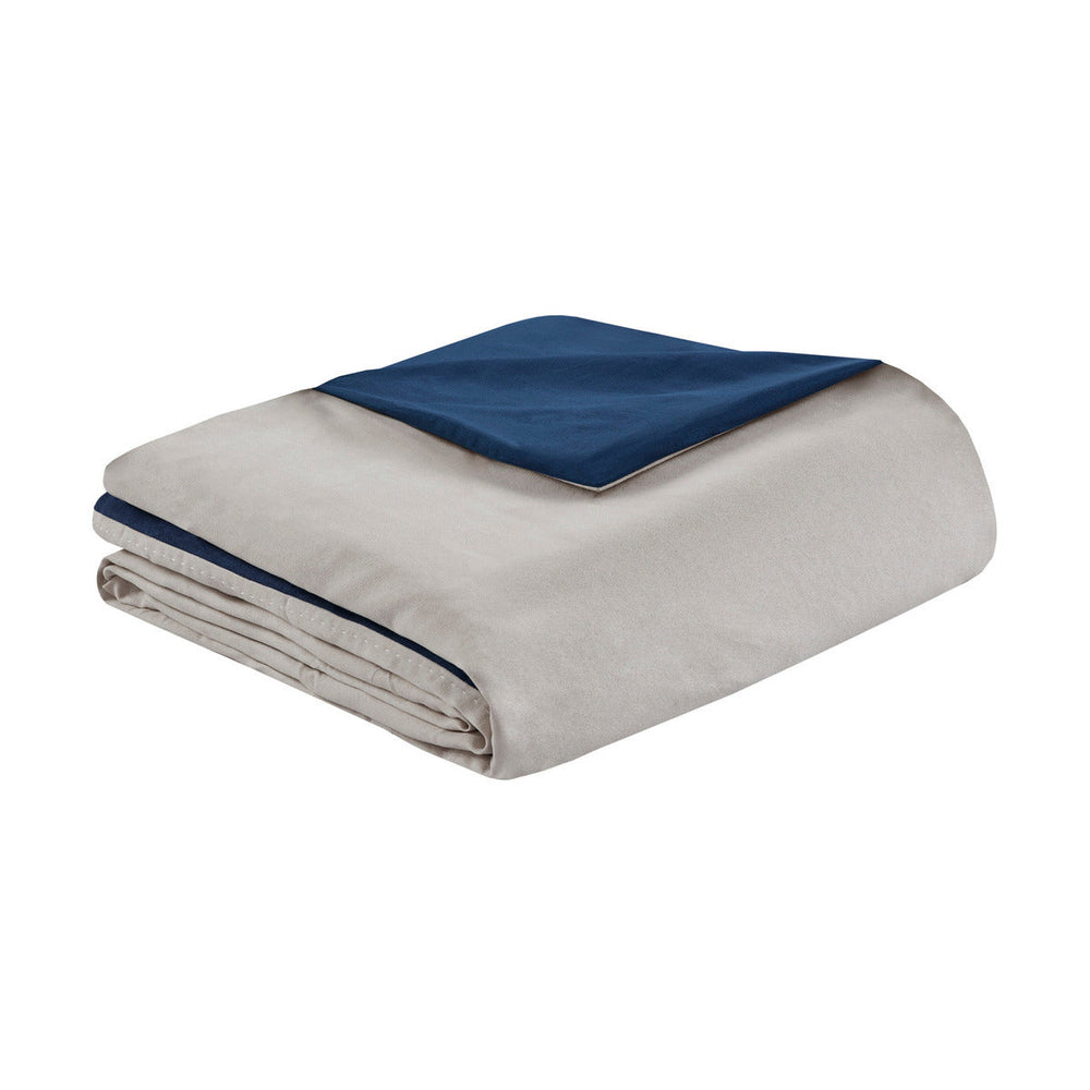 7 Piece Faux Suede Comforter Set Blue King Media 7