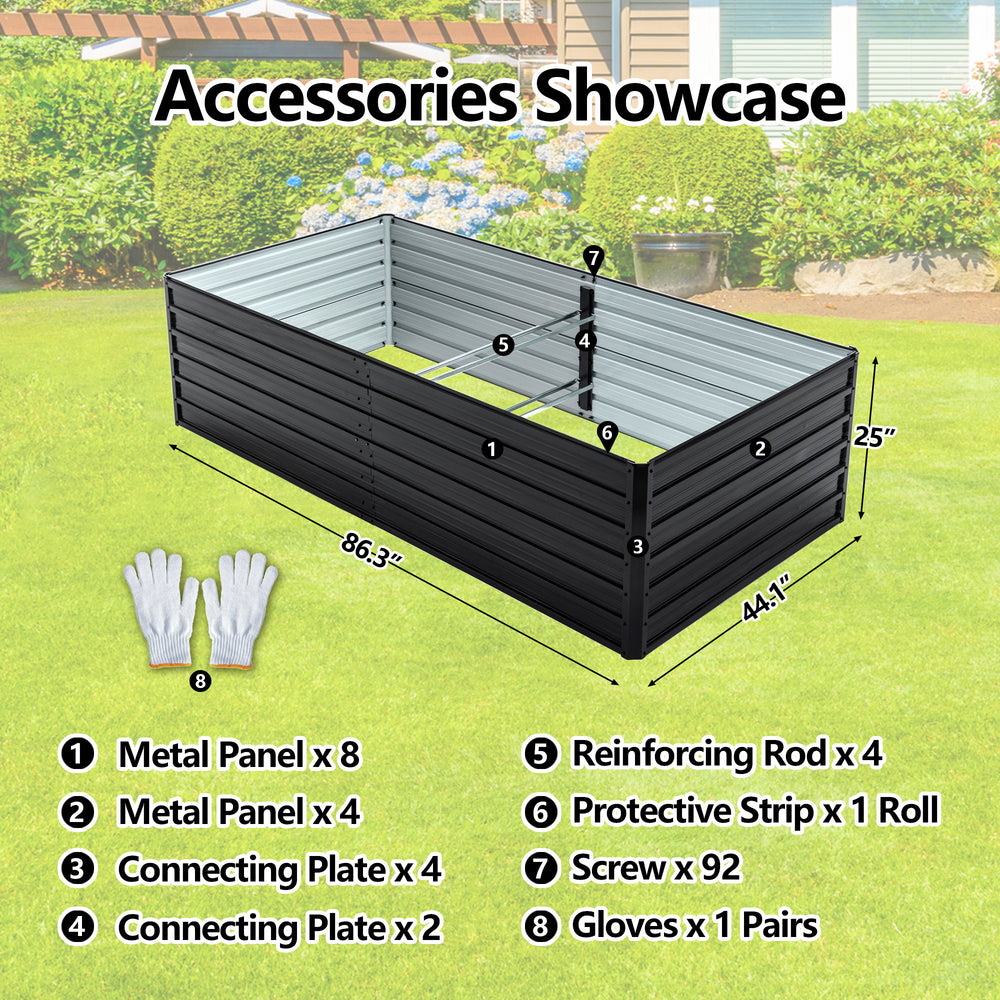 2 Pack Metal Raised Garden Bed Kit Outdoor - 8x4x2 FT Galvanized Planter Boxes Set, Rectangle Vegetable & Flower Beds for Herbs, Fruits, Planting (Black) Media 7