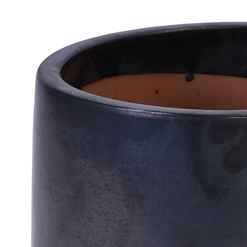 Handmade Black Matte Glazed Ceramic Planter Set of 3, 15/11/9 Inch Diameter, Textured Finish for Orchids & Begonias, Indoor/Outdoor Use on Windowsill & Bookshelf, Breathable Clay Media 13