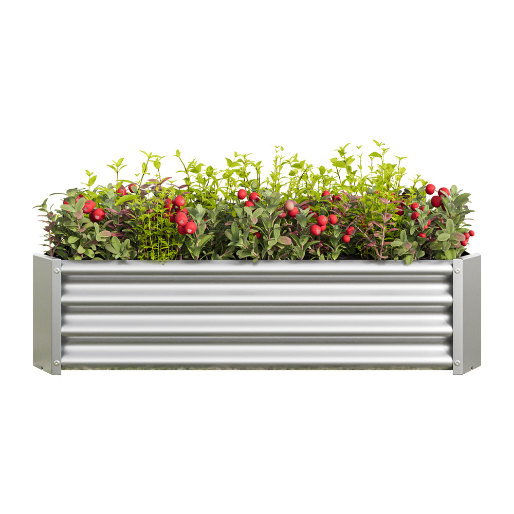 Metal Raised Garden Bed, Rectangle Raised Planter 4×2×1ft  for Flowers Plants, Vegetables Herb  Silver Media 15