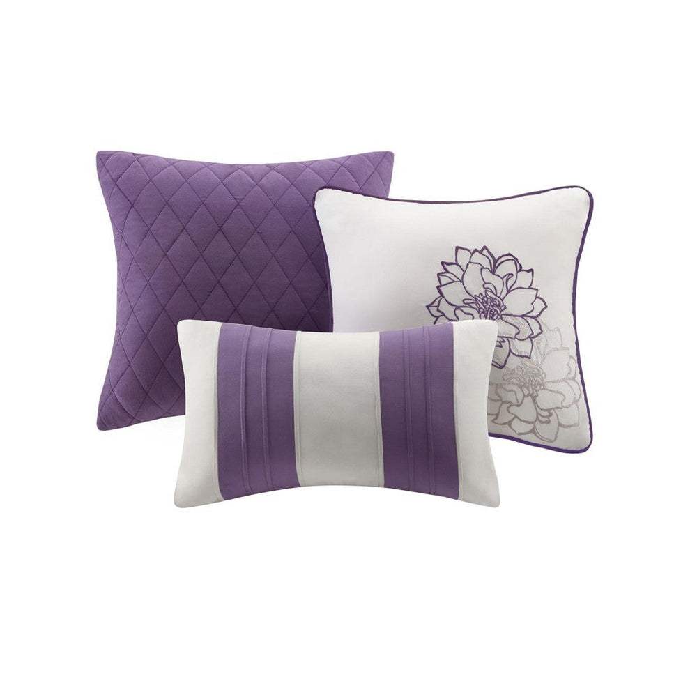 Printed Cotton Sateen Comforter Set Taupe Grey/Purple Twin/Twin XL Media 4