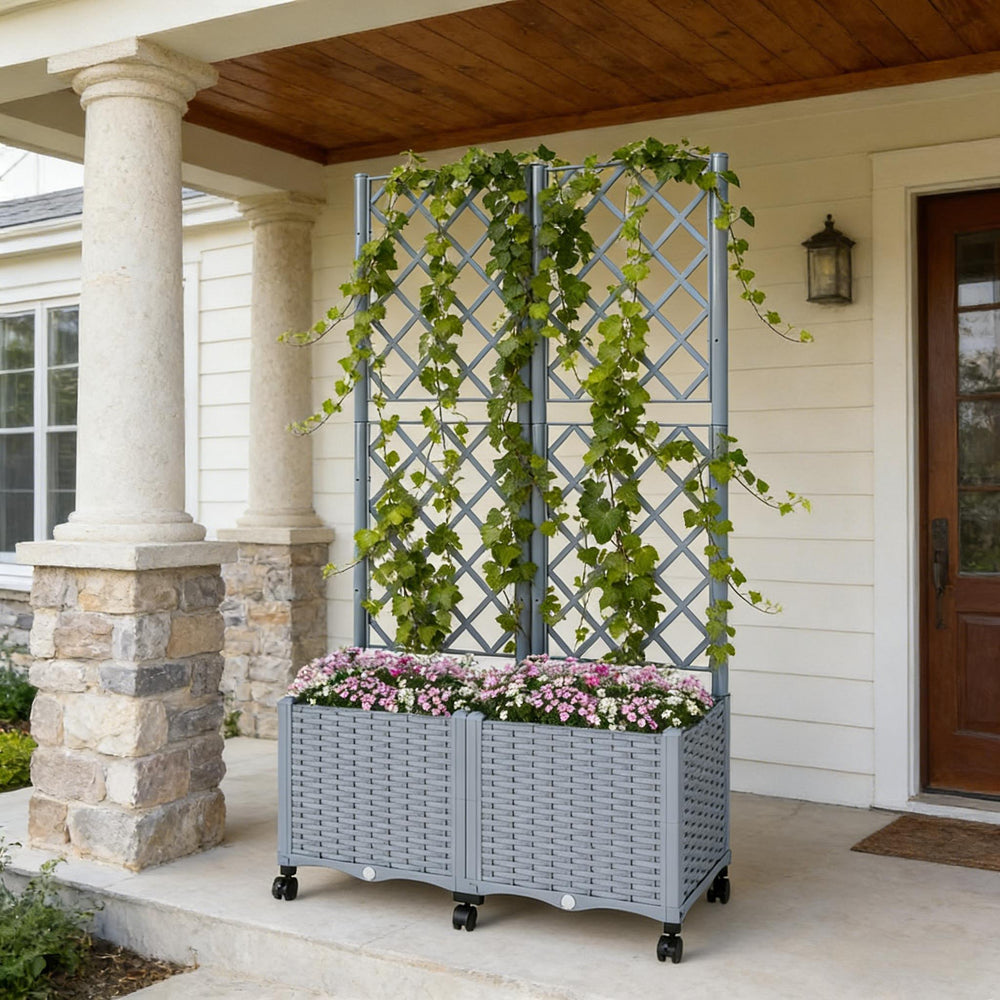 Mobile Raised Garden Bed,Outdoor Stylish Planter Box Media 1
