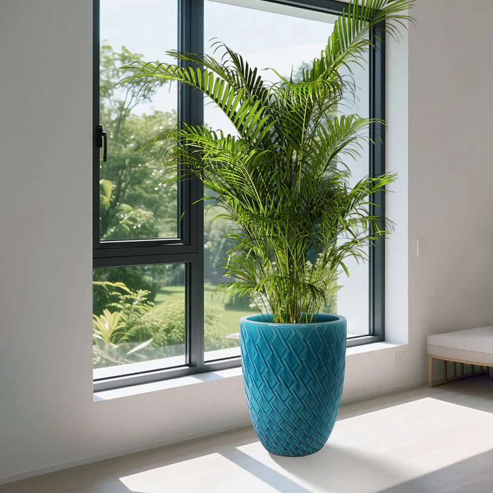 Ceramic Flowerpot, Modern Planter for Patio, Garden, Windowsill - Cyan Media 2
