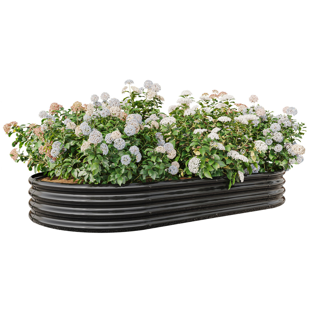 Raised Garden Bed Outdoor,   Oval Large Metal Raised Planter Bed for for Plants, Vegetables, and Flowers - Black Media 11