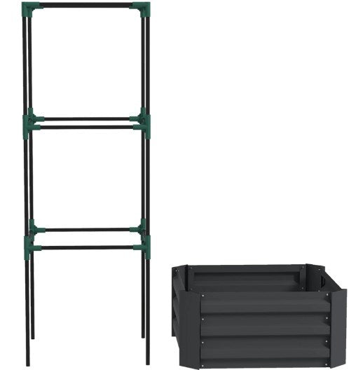 Raised Garden Bed,Garden Bed,Galvanized Planter Box with Cage for Climbing Vines Media 2